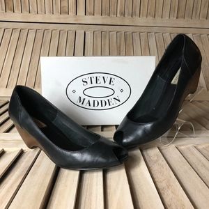 Steve Madden BLACK Tetra Open Toe Sz:10